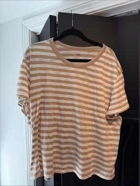 GAP Beige and White Striped Tee